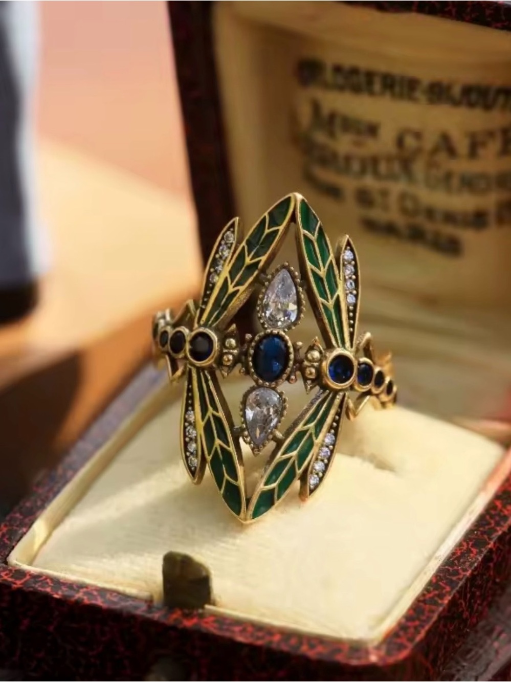 Blue and Green Statement Vintage Ring - Picture 3 of 4